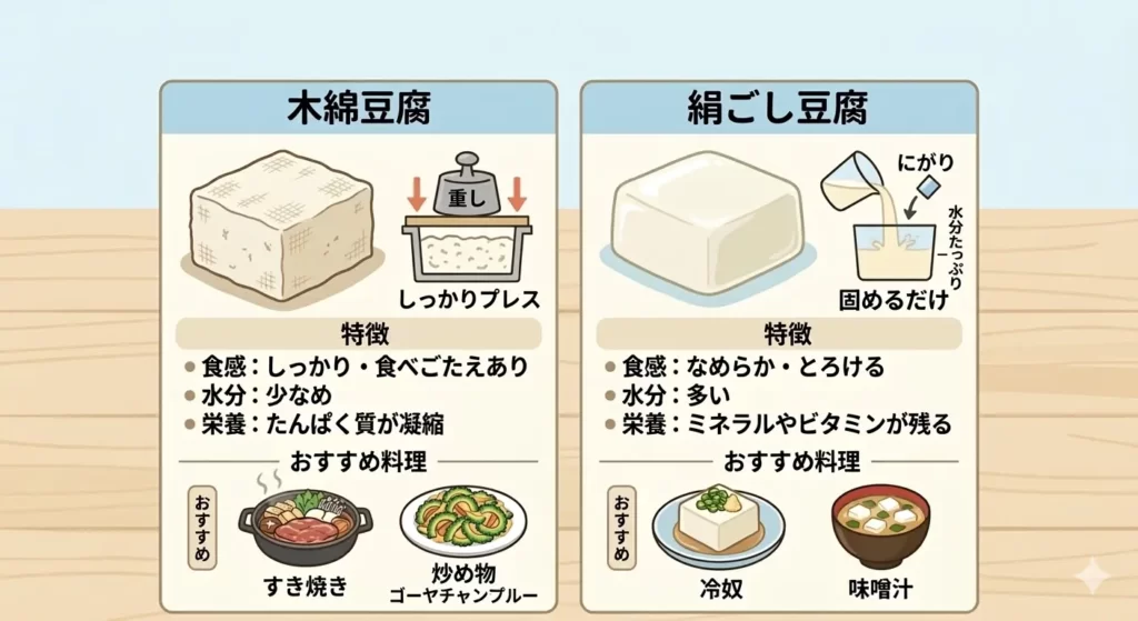 木綿豆腐と絹ごし豆腐